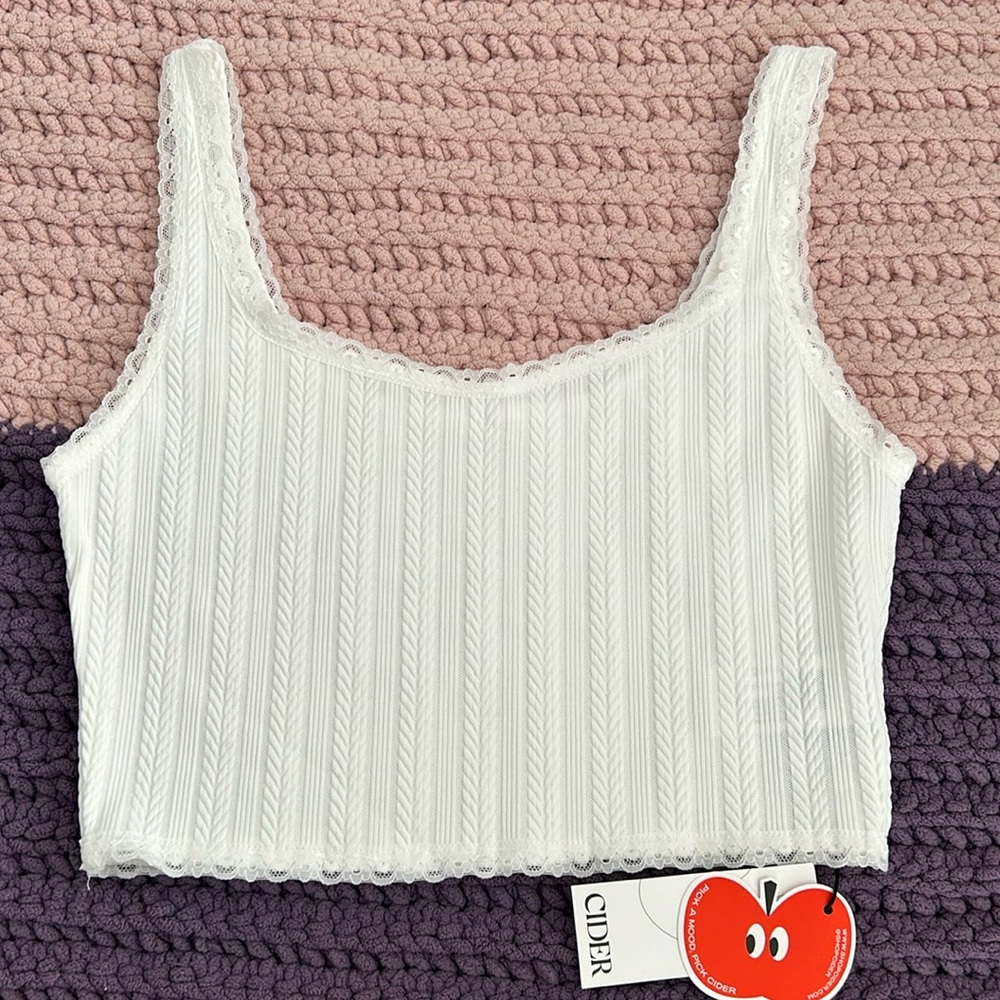 NWT Cider white cropped tank, M